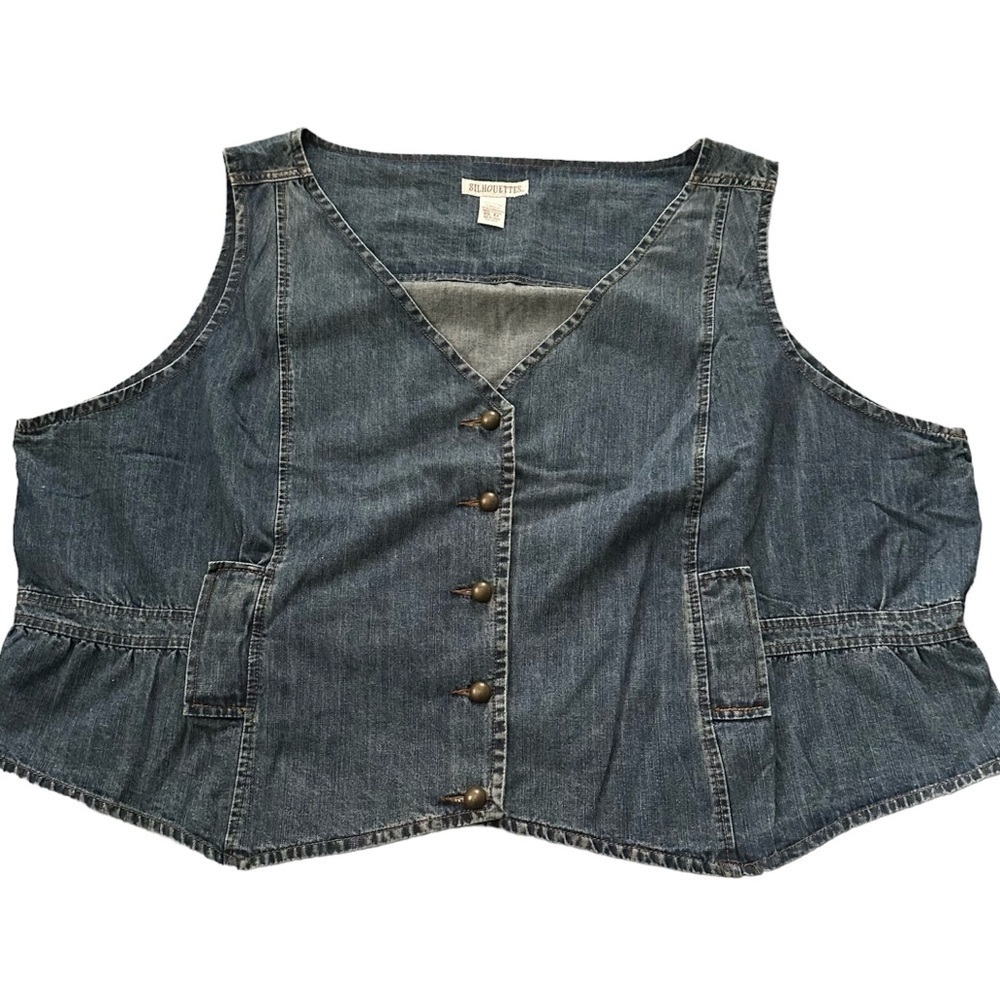 Silhouettes Vest Denim Gold Buttons 6X